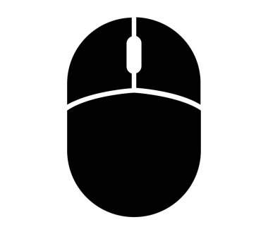 Beyaz arkaplanda bilgisayar faresi düz simgesi, vektör illüstrasyonu 