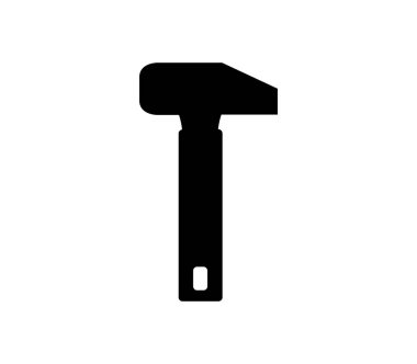 Beyaz arkaplanda vektör olarak gösterilen çekiç simgesi