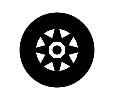 Araba tekerlek simgesi beyaz arka plan üzerinde