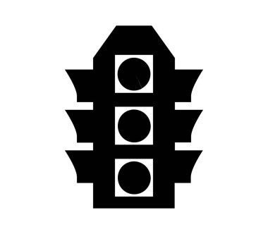 Beyaz arkaplanda trafik ışığı düz simgesi, vektör illüstrasyonu