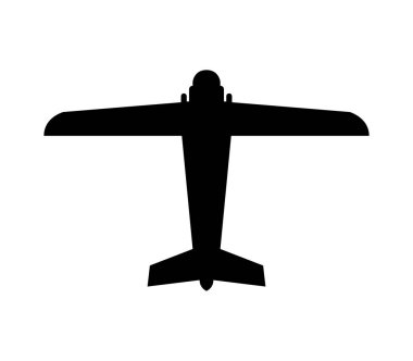 Beyaz arkaplanda vektör olarak gösterilen uçak simgesi