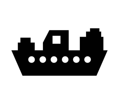 Beyaz arkaplanda vektör ile resimlenmiş gemi simgesi