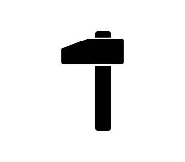 Beyaz arka plan üzerinde çekiç simgesi