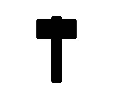 Beyaz arkaplanda vektör olarak gösterilen çekiç simgesi