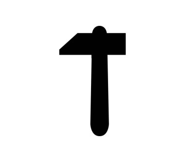 Beyaz arkaplanda vektör olarak gösterilen çekiç simgesi