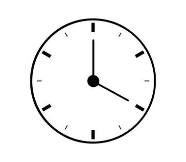 Beyaz arkaplanda duvar saati düz simgesi, vektör illüstrasyonu