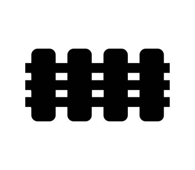 Beyaz arkaplanda tahta çit düz simgesi, vektör illüstrasyonu 