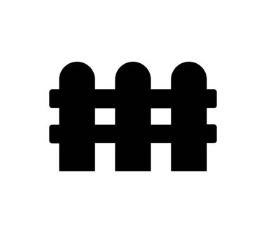 Beyaz arkaplanda tahta çit düz simgesi, vektör illüstrasyonu 