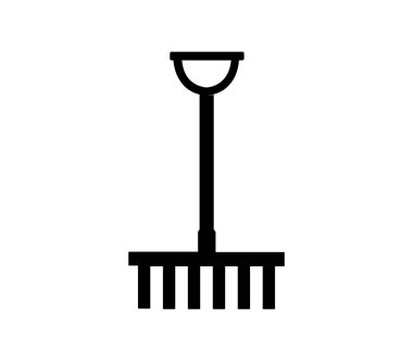 Beyaz arkaplanda vektör ile çizilmiş tırmık simgesi