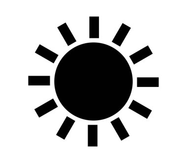 Beyaz arkaplanda vektör olarak gösterilen güneş simgesi