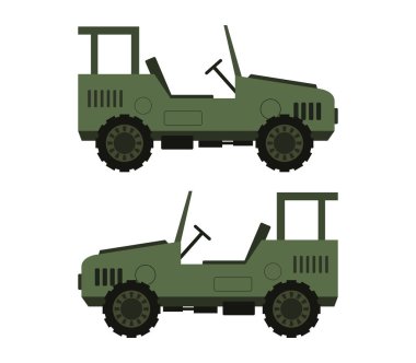 Beyaz arka planda askeri jip.