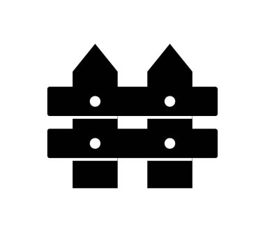 Beyaz arkaplanda tahta çit düz simgesi, vektör illüstrasyonu 