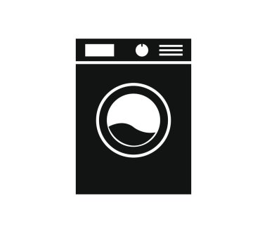 Beyaz arkaplanda çamaşır makinesi simgesi