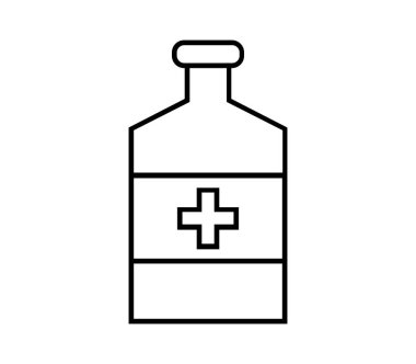 Tıbbi şişe simgesi beyaz arkaplanda vektör ile gösterilmiştir