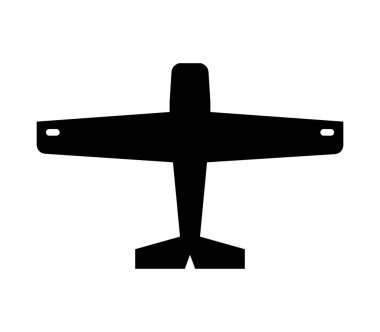 Beyaz arkaplanda vektör olarak gösterilen uçak simgesi