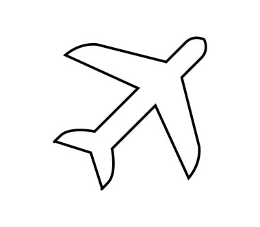 Beyaz arkaplandaki düzlem düz simgesi, vektör illüstrasyonu  