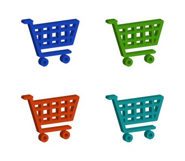 Beyaz arkaplanda alışveriş sepeti simgesi