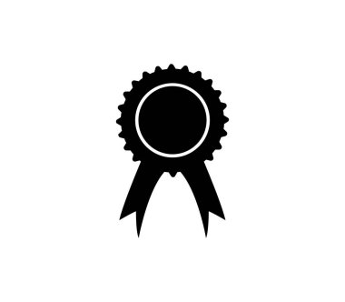 Beyaz arkaplanda madalyalı düz simge, vektör illüstrasyonu 