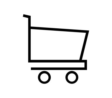 Beyaz arkaplanda vektör ile resimlenmiş alışveriş arabası simgesi