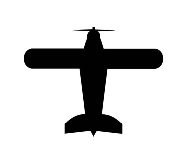 Beyaz arkaplanda vektör olarak gösterilen uçak simgesi