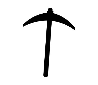 Beyaz arkaplanda vektör olarak gösterilen kazma simgesi