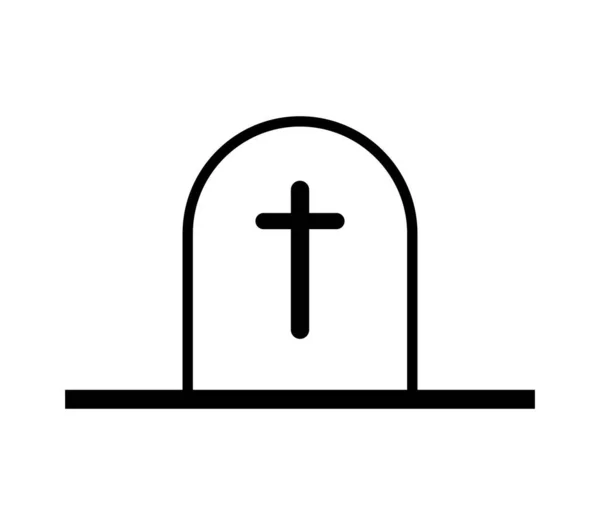 Ícone Cemitério Fundo Branco — Vetor de Stock