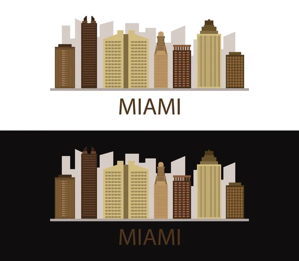 Miami Skyline Fundo Branco — Vetor de Stock