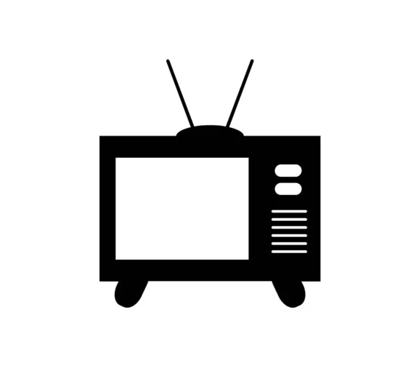 Ρετρό Τηλεόραση Επίπεδη Εικονίδιο Λευκό Φόντο Διανυσματική Απεικόνιση — Διανυσματικό Αρχείο