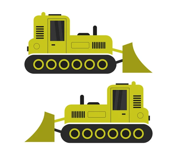 Icônes Bulldozers Style Plat Isolées Sur Fond Blanc Illustration Vectorielle — Image vectorielle