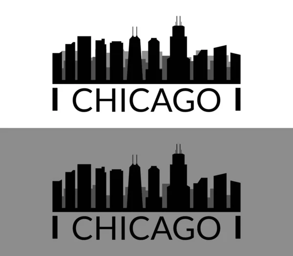 Skyline Chicago Białym Tle — Wektor stockowy