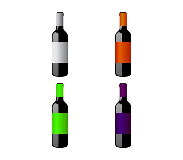 Icona Bottiglia Vino Sfondo Bianco — Vettoriale Stock