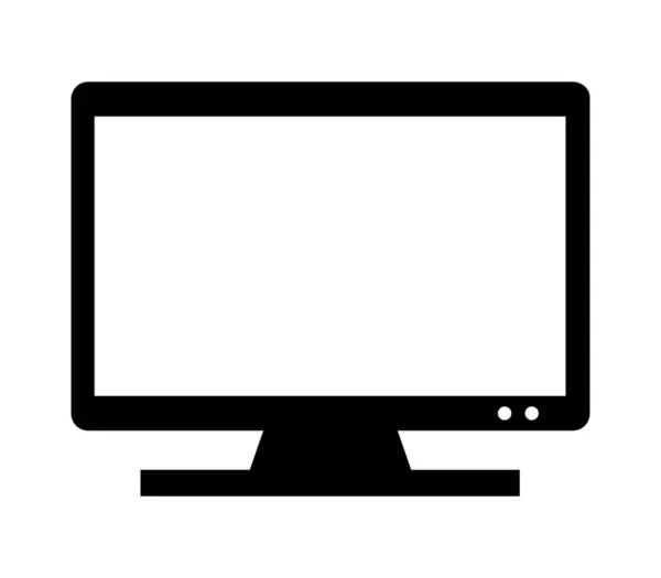 Computer Monitor Plat Pictogram Witte Achtergrond Vector Illustratie — Stockvector