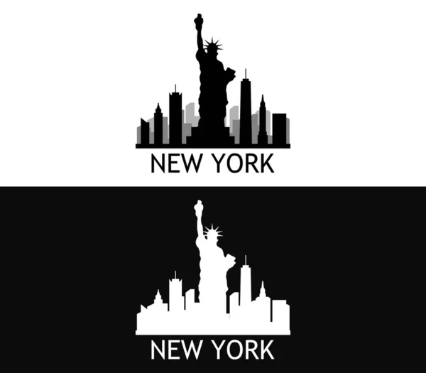 Skyline Van New York Witte Achtergrond — Stockvector