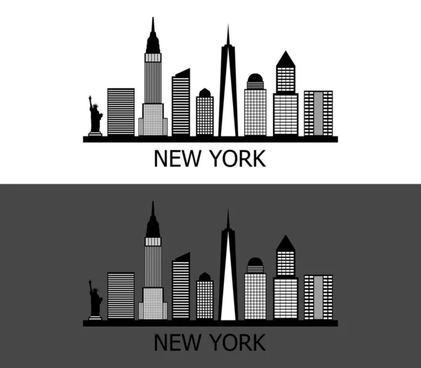 Skyline Van New York Witte Achtergrond — Stockvector