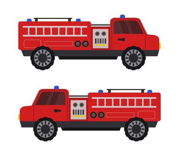 Camiones Bomberos Fondo Blanco — Vector de stock