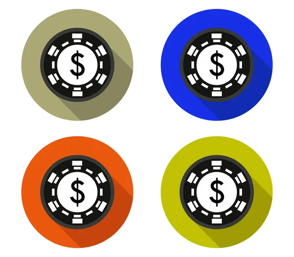 Ikon Póker Zseton Vektor Illusztráció — Stock Vector