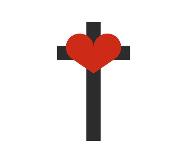 Icône Coeur Avec Croix Sur Fond Blanc — Image vectorielle