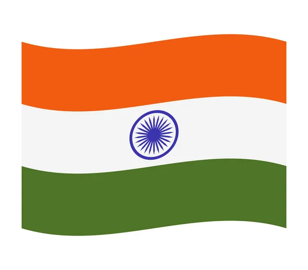 Bandera India Sobre Fondo Blanco — Vector de stock