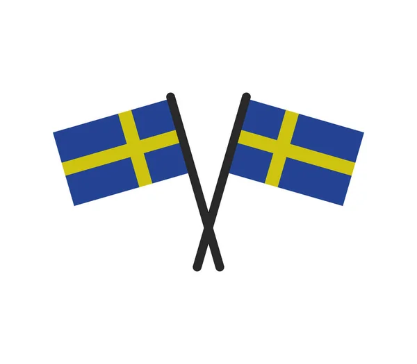 Szwedzkie Flagi Białym Tle — Wektor stockowy