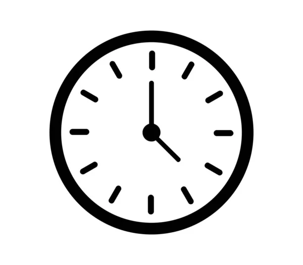Ρολόι Τοίχου Επίπεδη Εικονίδιο Λευκό Φόντο Διανυσματική Απεικόνιση — Διανυσματικό Αρχείο