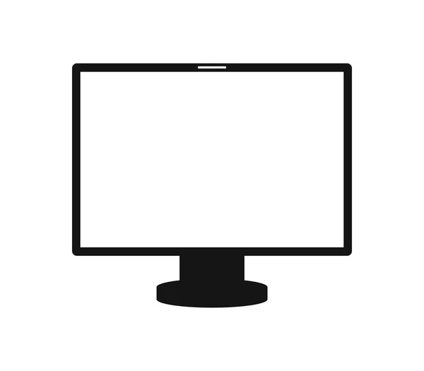 Computer Monitor Plat Pictogram Witte Achtergrond Vector Illustratie — Stockvector