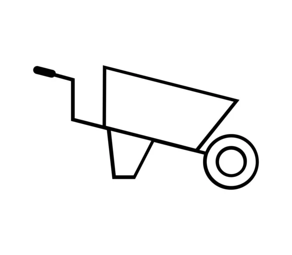 Schubkarren Symbol Vektor Auf Weißem Hintergrund Dargestellt — Stockvektor