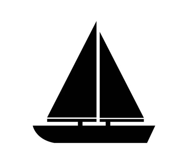 Segelbåt Ikon Illustrerad Vektor Vit Bakgrund — Stock vektor