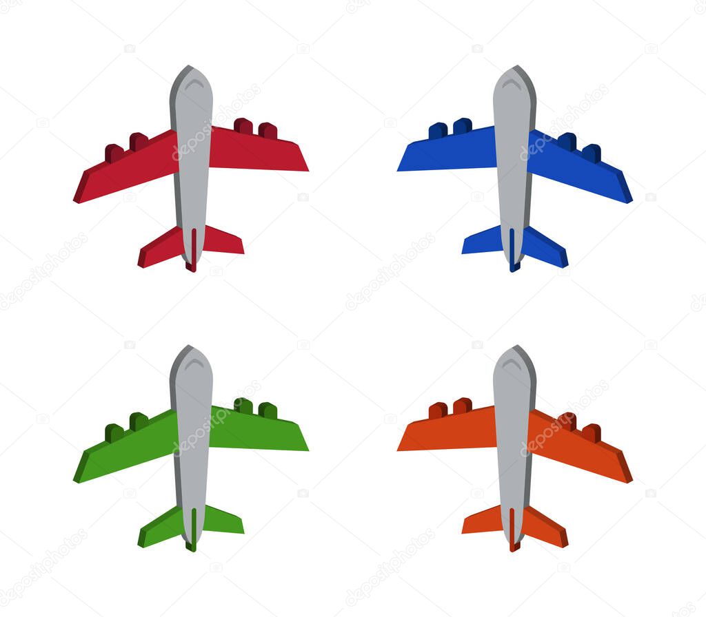 Airplanes flat icons, vector illustration