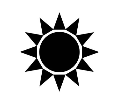 Beyaz arkaplanda vektör olarak gösterilen güneş simgesi