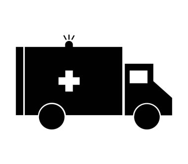 beyaz arkaplan üzerinde vektör ile resimlenmiş ambulans simgesi