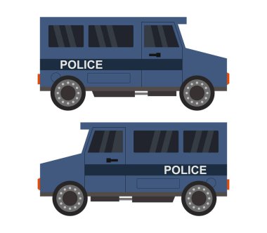 Beyaz arka planda polis minibüsü
