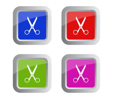 Beyaz arkaplanda makas simgesi