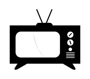 Beyaz arkaplanda Retro TV düz simgesi, vektör illüstrasyonu