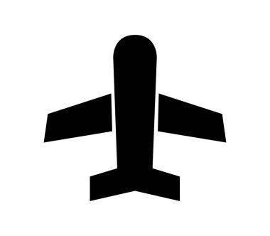 Beyaz arkaplanda vektör olarak gösterilen uçak simgesi